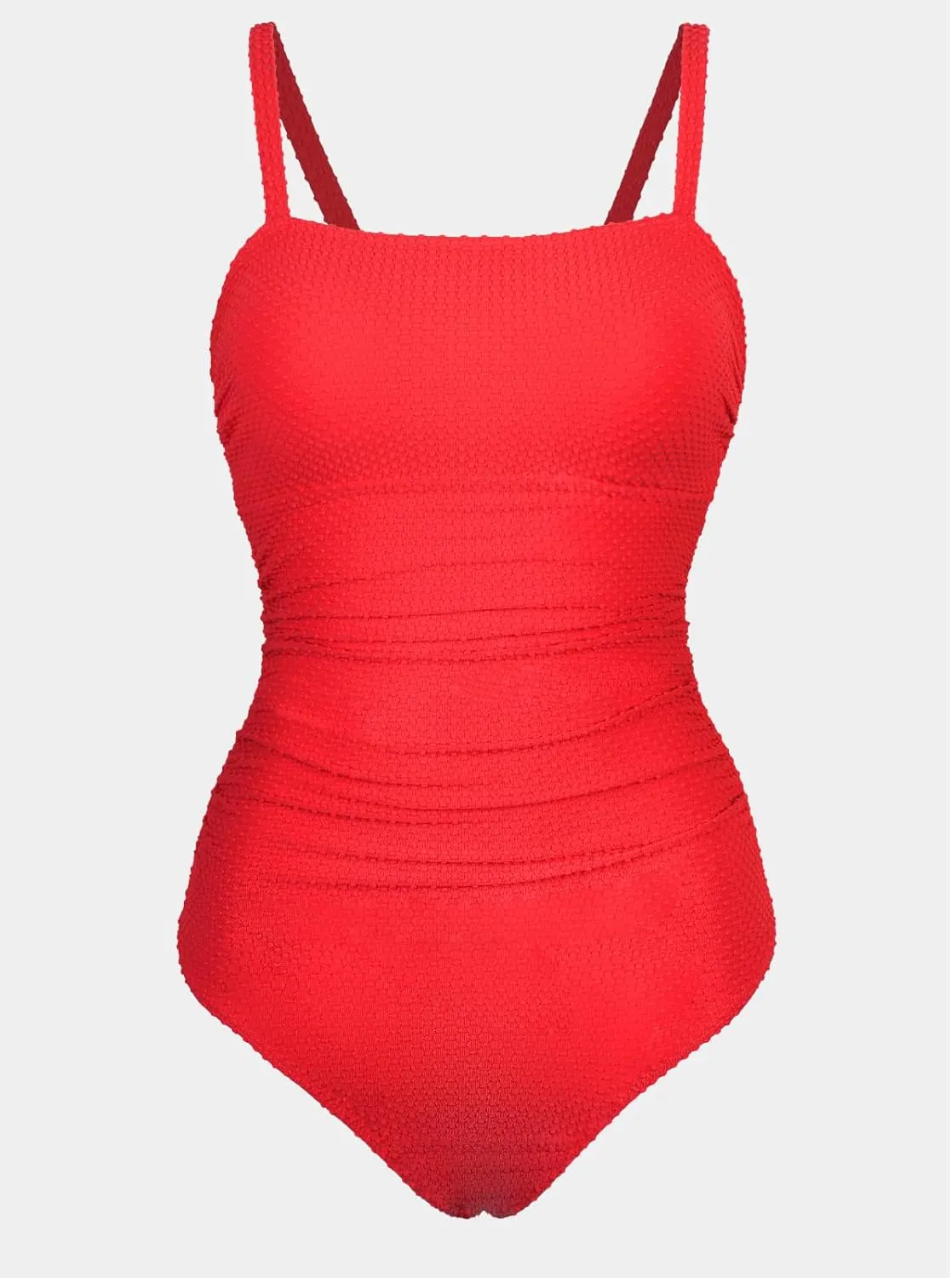 CUPSHE Women's One Piece Swimsuit Tummy Control Ruched Bathing Suit Square Neck Crisscross Back Tie Hollow Out