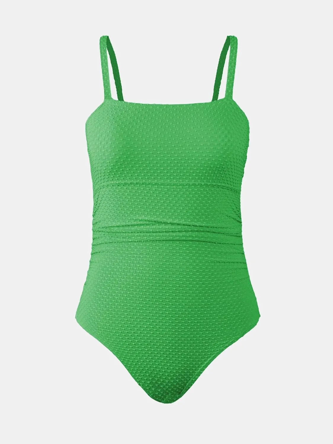 CUPSHE Women's One Piece Swimsuit Tummy Control Ruched Bathing Suit Square Neck Crisscross Back Tie Hollow Out