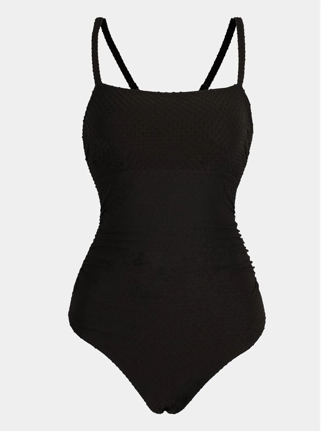 CUPSHE Women's One Piece Swimsuit Tummy Control Ruched Bathing Suit Square Neck Crisscross Back Tie Hollow Out