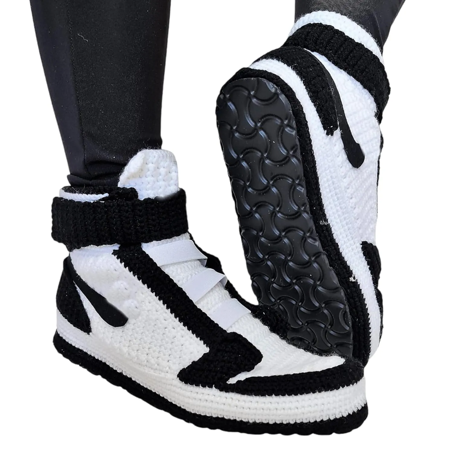 Custom Crochet Slippers Unisex Handmade Air Sneakers, Basketball Inspired Shoes, Comfortable & Stylish, Crochet Knit Plush Socks