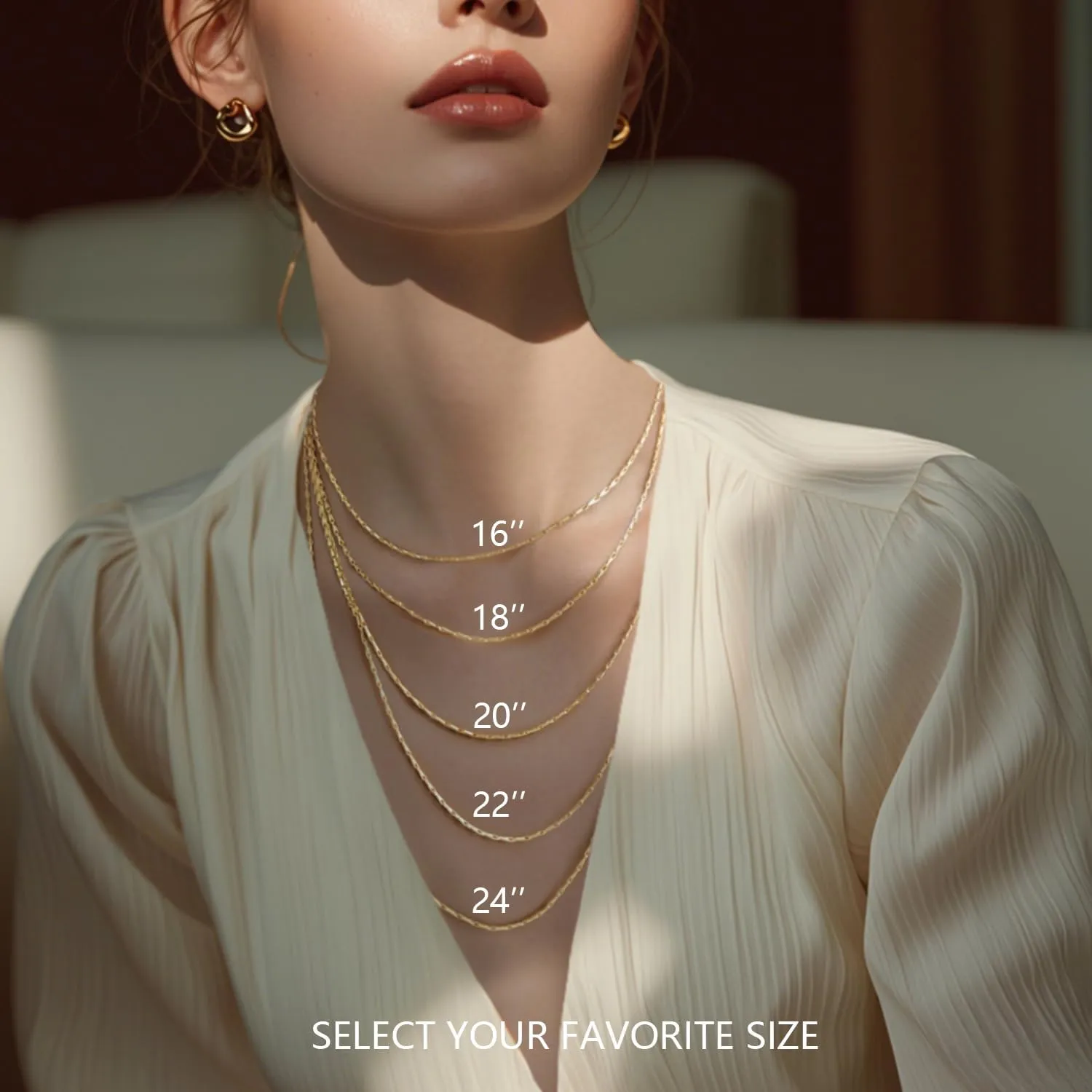 Dainty 14K Gold Necklace for Women Trendy Simple Necklaces for Womens Sunflower Seed-Shaped Link Thin 14K Gold Chain for Women Mens Golden Necklace Stack Golden Jewelry for Womens 16-24IN 1.3MM