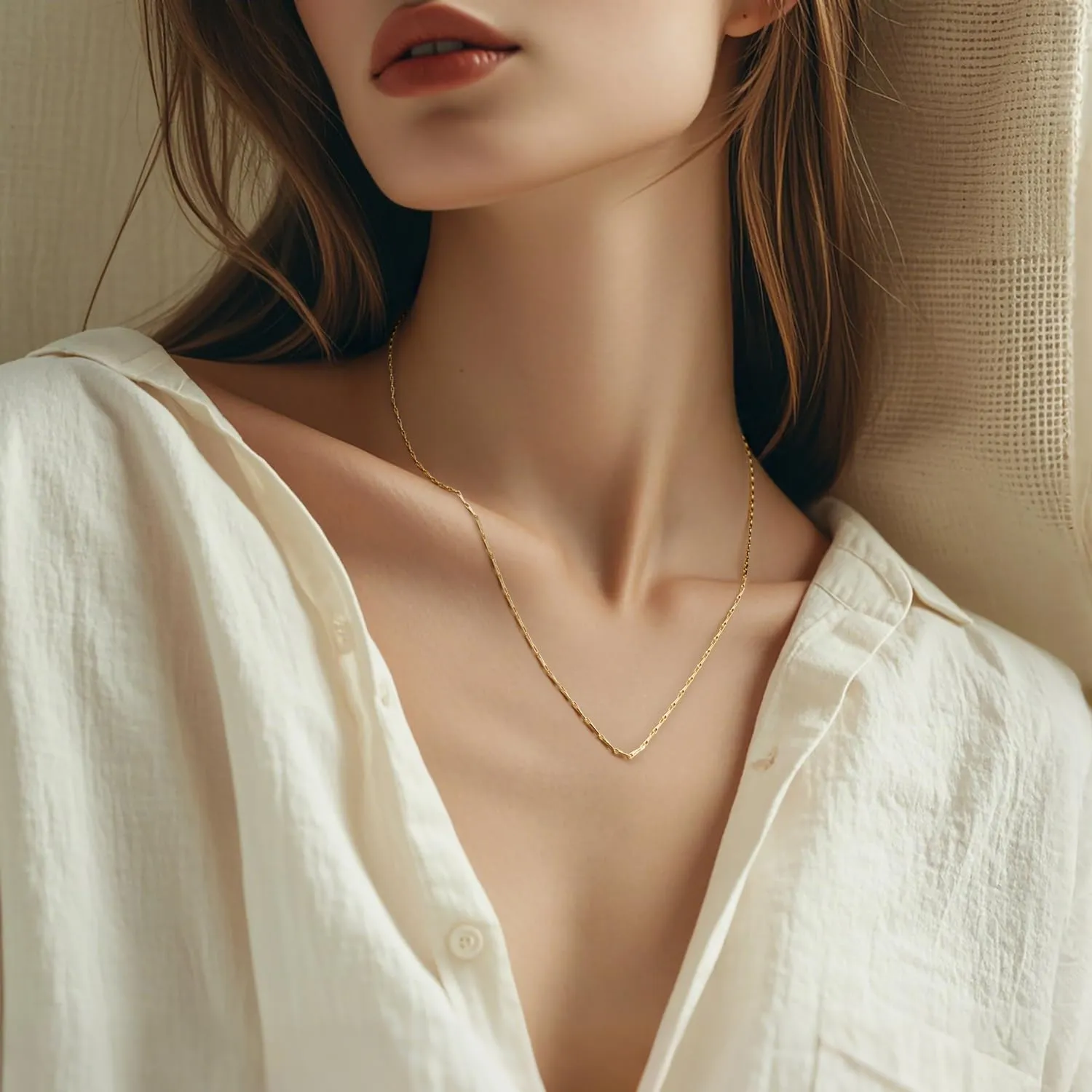 Dainty 14K Gold Necklace for Women Trendy Simple Necklaces for Womens Sunflower Seed-Shaped Link Thin 14K Gold Chain for Women Mens Golden Necklace Stack Golden Jewelry for Womens 16-24IN 1.3MM