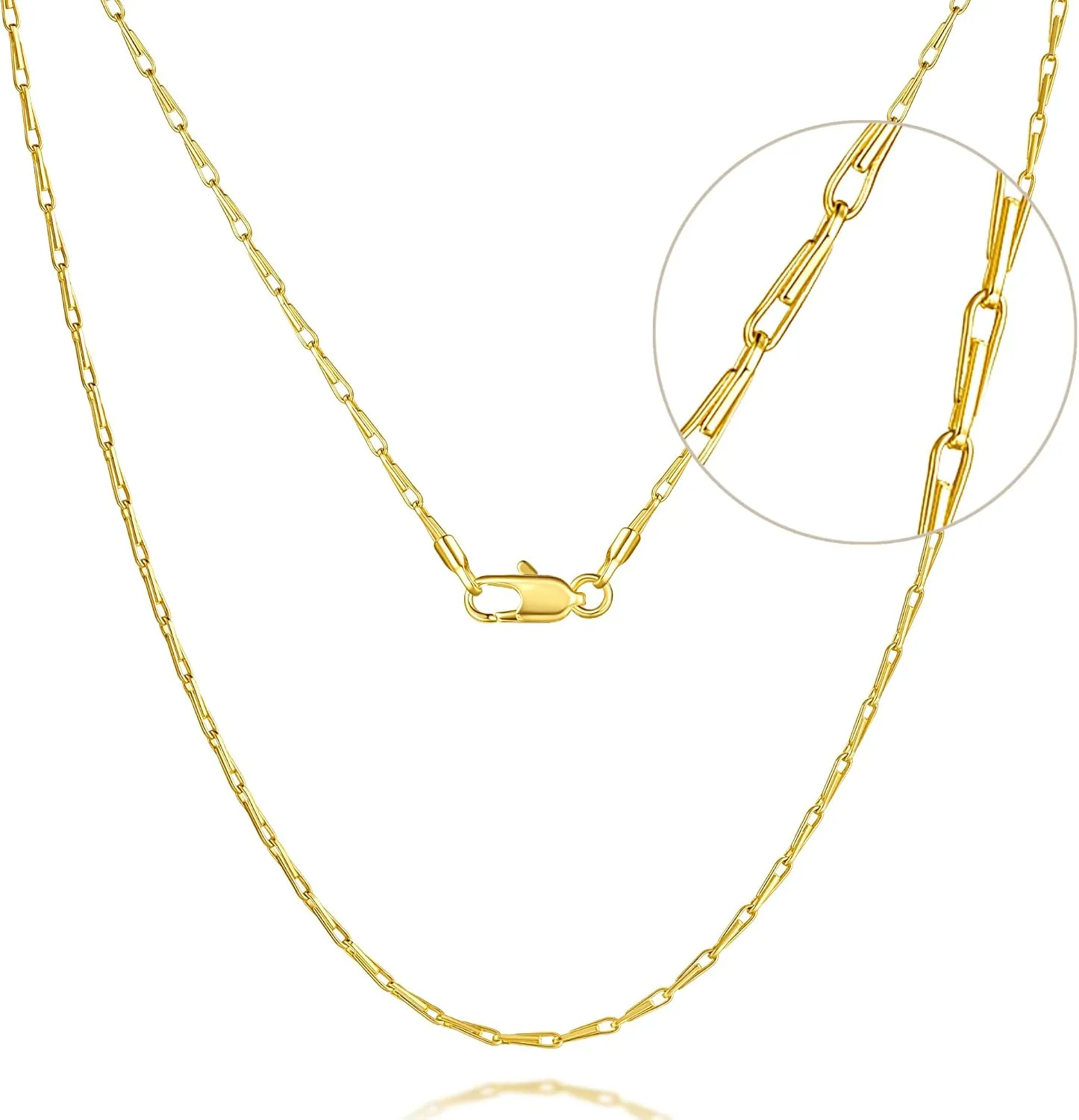 Dainty 14K Gold Necklace for Women Trendy Simple Necklaces for Womens Sunflower Seed-Shaped Link Thin 14K Gold Chain for Women Mens Golden Necklace Stack Golden Jewelry for Womens 16-24IN 1.3MM