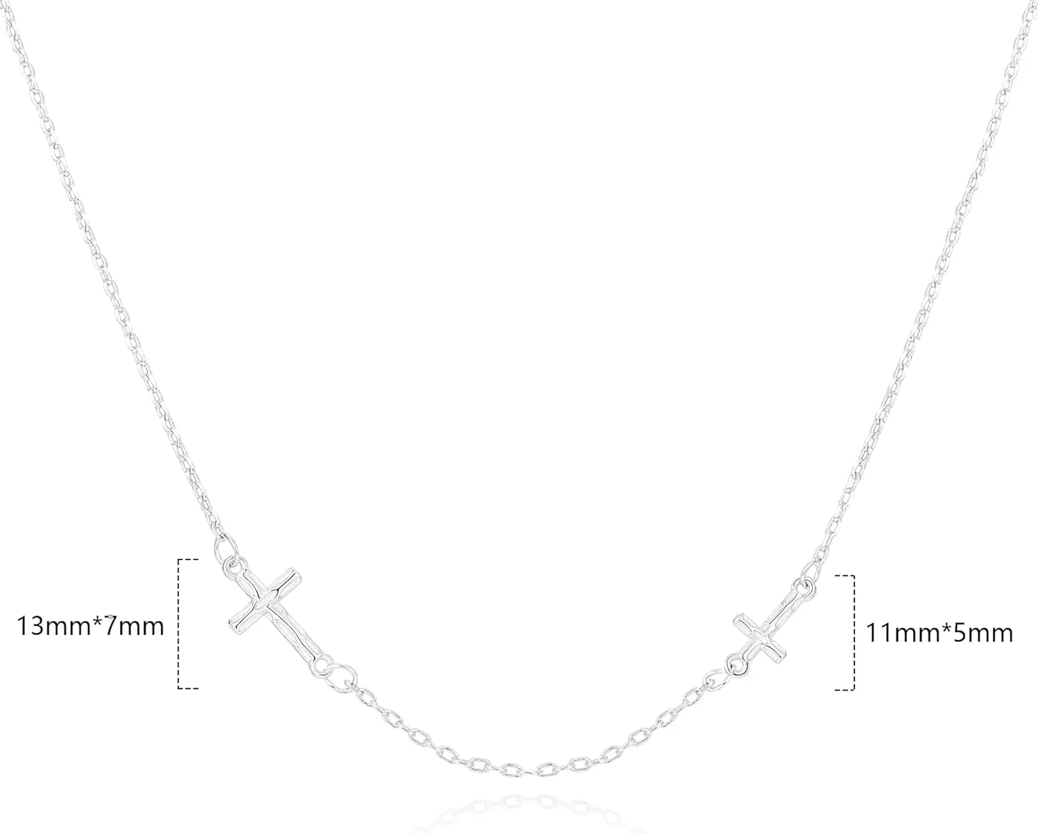 Dainty Cross Necklace for Women, 14K Gold/Platinum Plated 925 Sterling Silver Chain Double Sideways Cross Pendant Layered Necklaces Tiny Jewelry for Women Gift