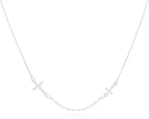 Dainty Cross Necklace for Women, 14K Gold/Platinum Plated 925 Sterling Silver Chain Double Sideways Cross Pendant Layered Necklaces Tiny Jewelry for Women Gift