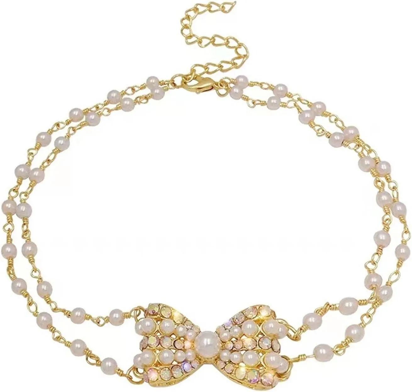 Dainty Gold Butterfly Pearl Necklace for Women,Layered Women Beaded Pearl Chokers Necklaces Chains Butterfly Pendants for Teen Girls Trendy Jewelry