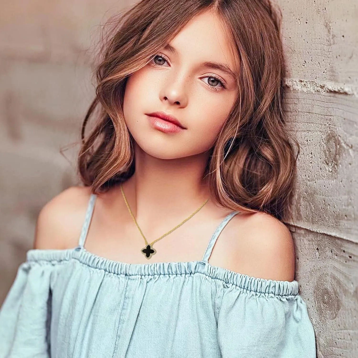 Dainty Lucky Clover Necklace 14K Gold Plated Four Leaf Clover Necklace for Women, Simple Necklace Jewelry for Girls Teen