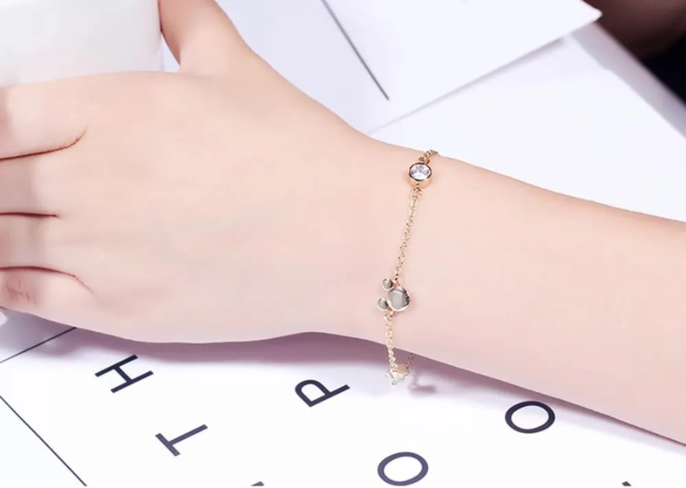 Dainty Mouse Bracelet Crystal Cubic Zirconia Mice Animal Adjustable Chain Hand Wrist Bracelets Cute Jewelry Gifts for Women Christmas Birthday