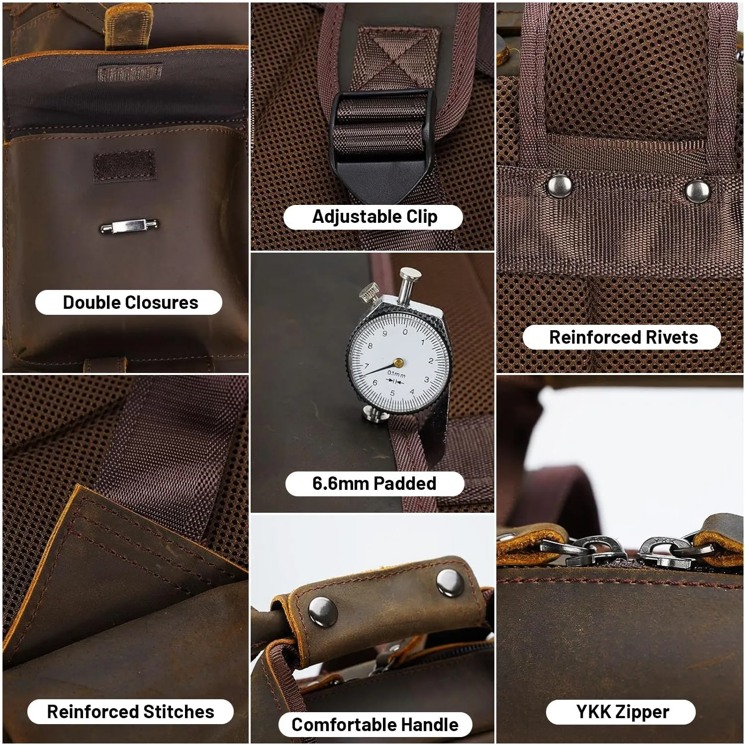 Dark Brown Cowhide Leather Travel Backpack - Genuine Leather Multipockets Carry On Multipurpose Shoulder Bag Backpack