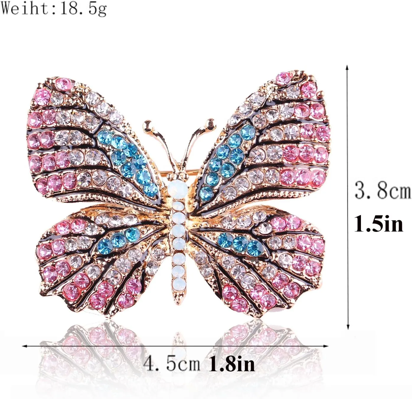 Delicate Butterfly Rhinestone Brooch Pin - Glittering Crystal Butterfly Brooch Pin for Women and Girls