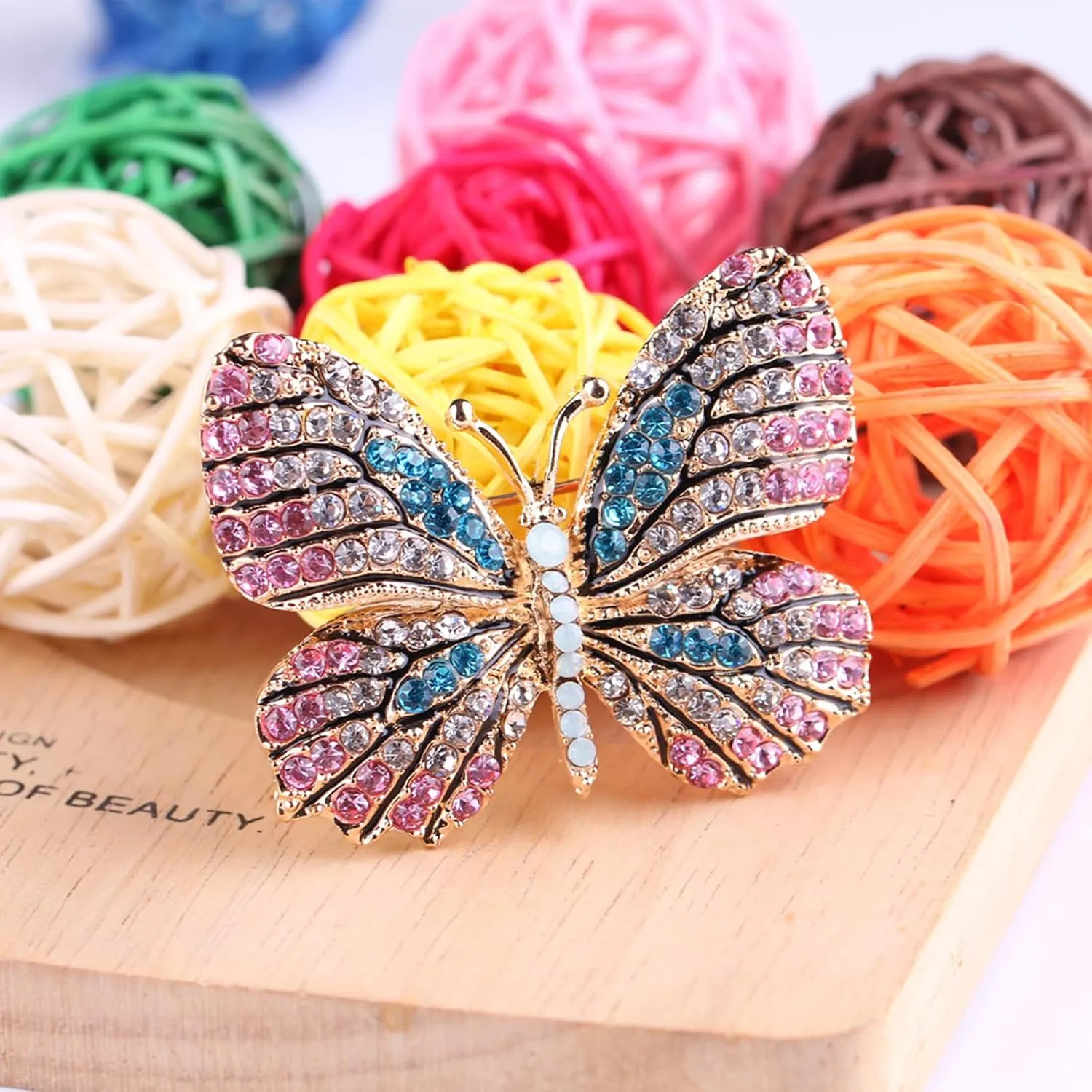 Delicate Butterfly Rhinestone Brooch Pin - Glittering Crystal Butterfly Brooch Pin for Women and Girls