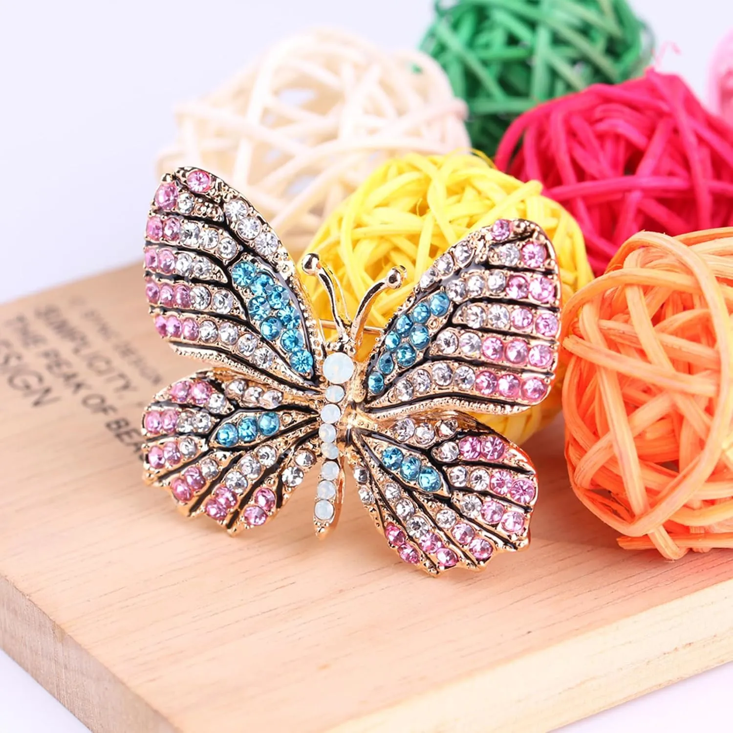 Delicate Butterfly Rhinestone Brooch Pin - Glittering Crystal Butterfly Brooch Pin for Women and Girls