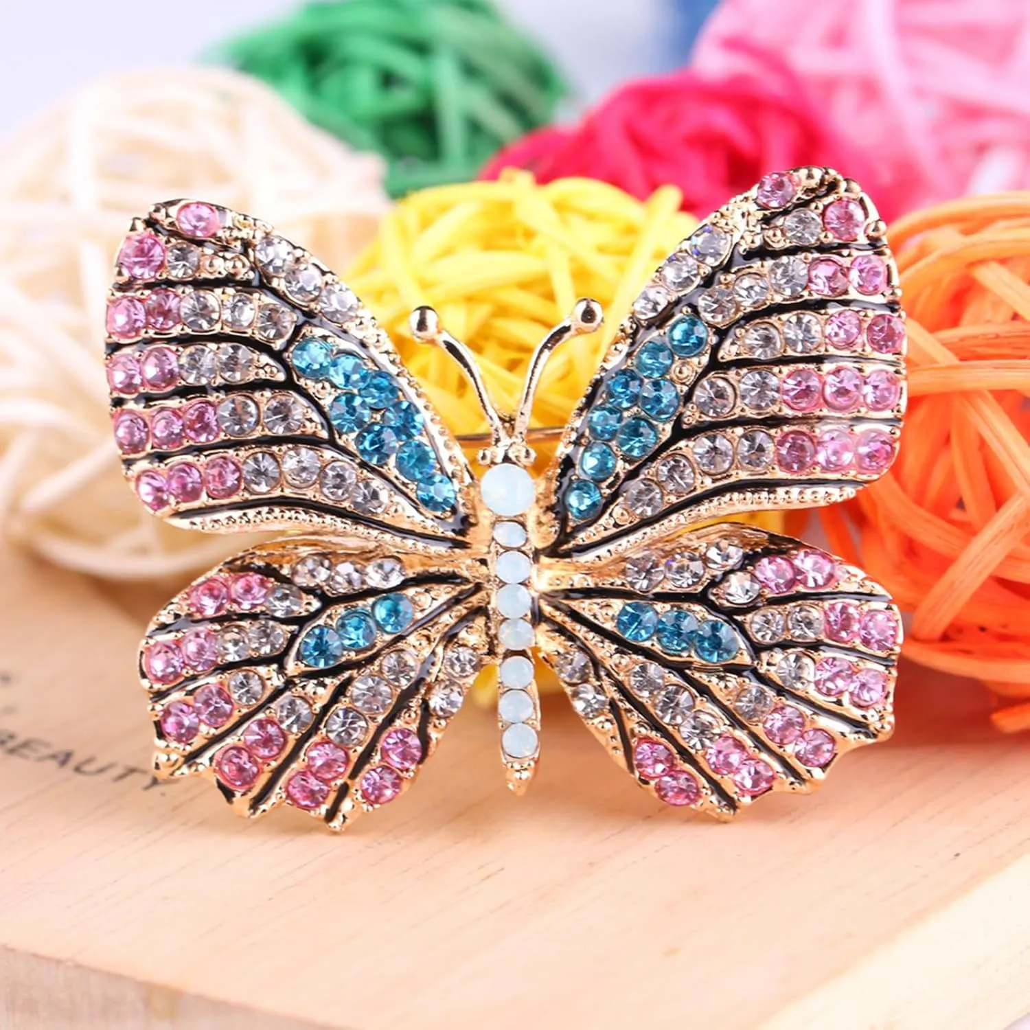 Delicate Butterfly Rhinestone Brooch Pin - Glittering Crystal Butterfly Brooch Pin for Women and Girls