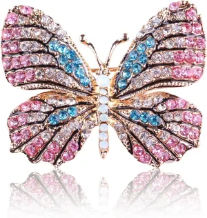 Delicate Butterfly Rhinestone Brooch Pin - Glittering Crystal Butterfly Brooch Pin for Women and Girls