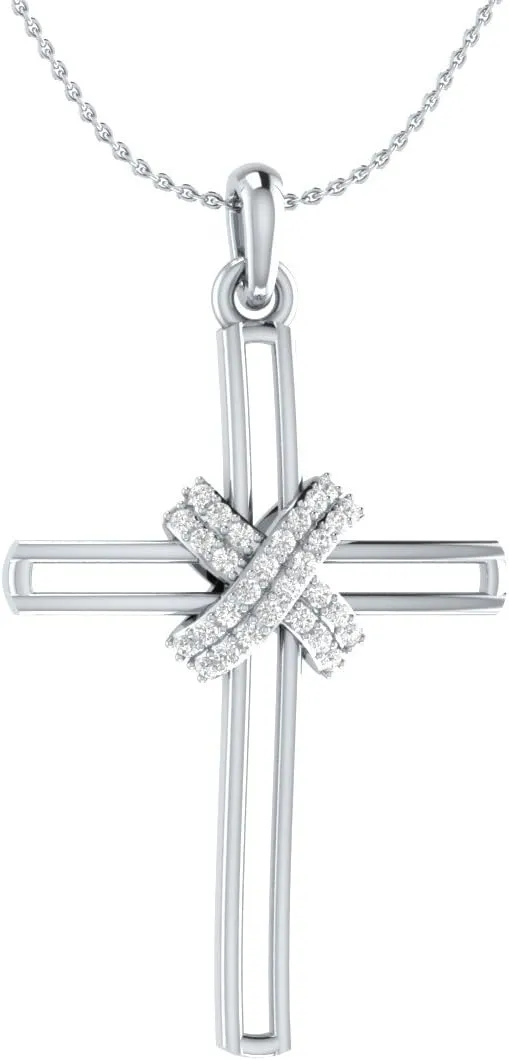 Demira Jewels IGI Certified 1/5 Cttw Natural Earth-Mined Diamond 925 Sterling Silver Cross Pendant Necklace for Women with 18" Sterling Silver Chain, Scratch Resistant, JK Color, I2-I3 Clarity