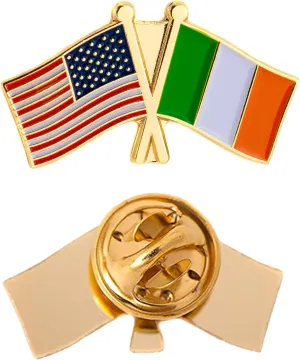 Desert Cactus Ireland Lapel Pin Enamel with United States USA Souvenir Hat Men Women Patriotic Irish Country (Double Flag Pin)