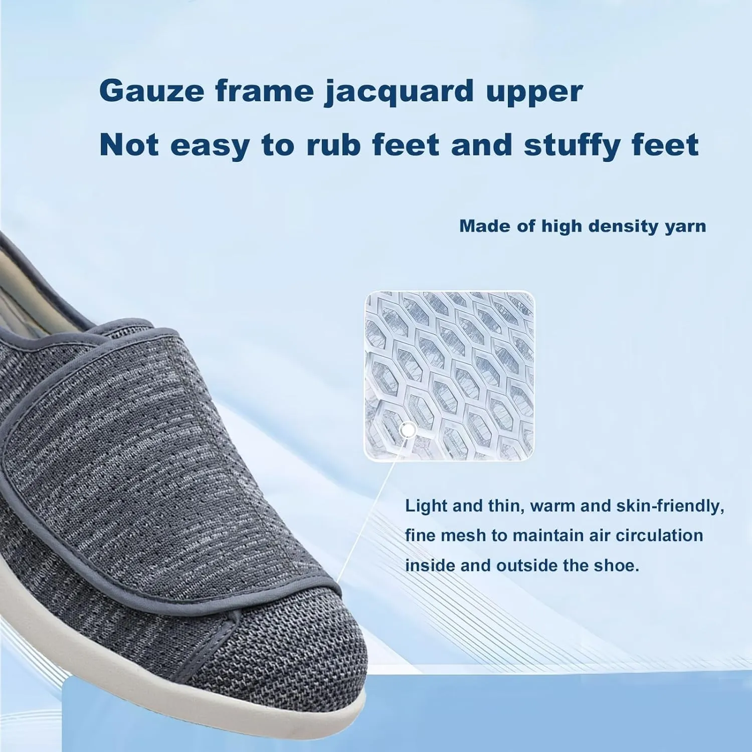 Diabetic Shoes,Wide Adjustable Straps and Shock Absorbing Soles for Sensitive Feet