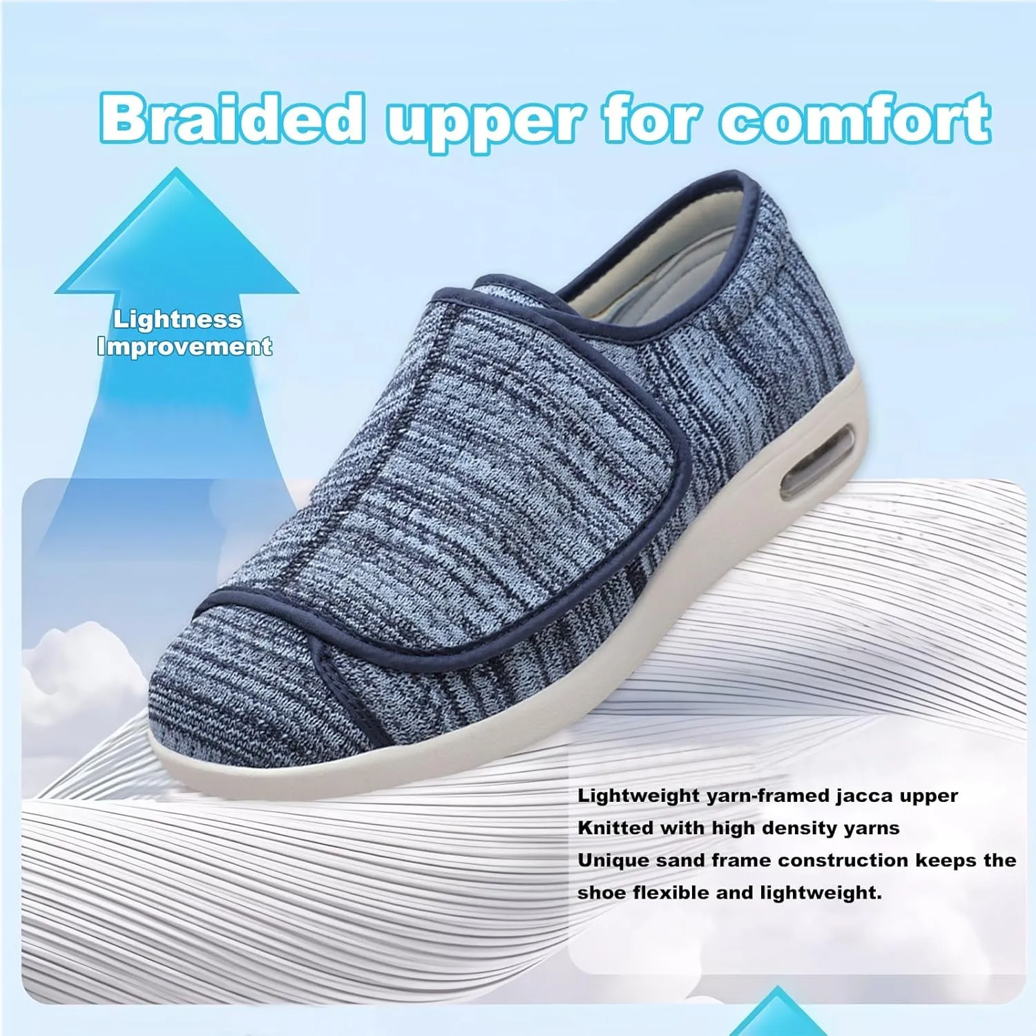 Diabetic Shoes,Wide Adjustable Straps and Shock Absorbing Soles for Sensitive Feet