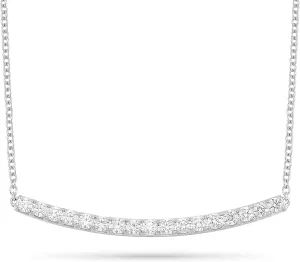 Diamond Delight 1 Carat Real Natural Diamond Curved Bar Pendant Necklace for Women - 14k White Gold Pendant for Her - 18 Inch Chain Necklace - Sleek and Modern Design (H, VS1, 1.00 cttw) Lobster Claw