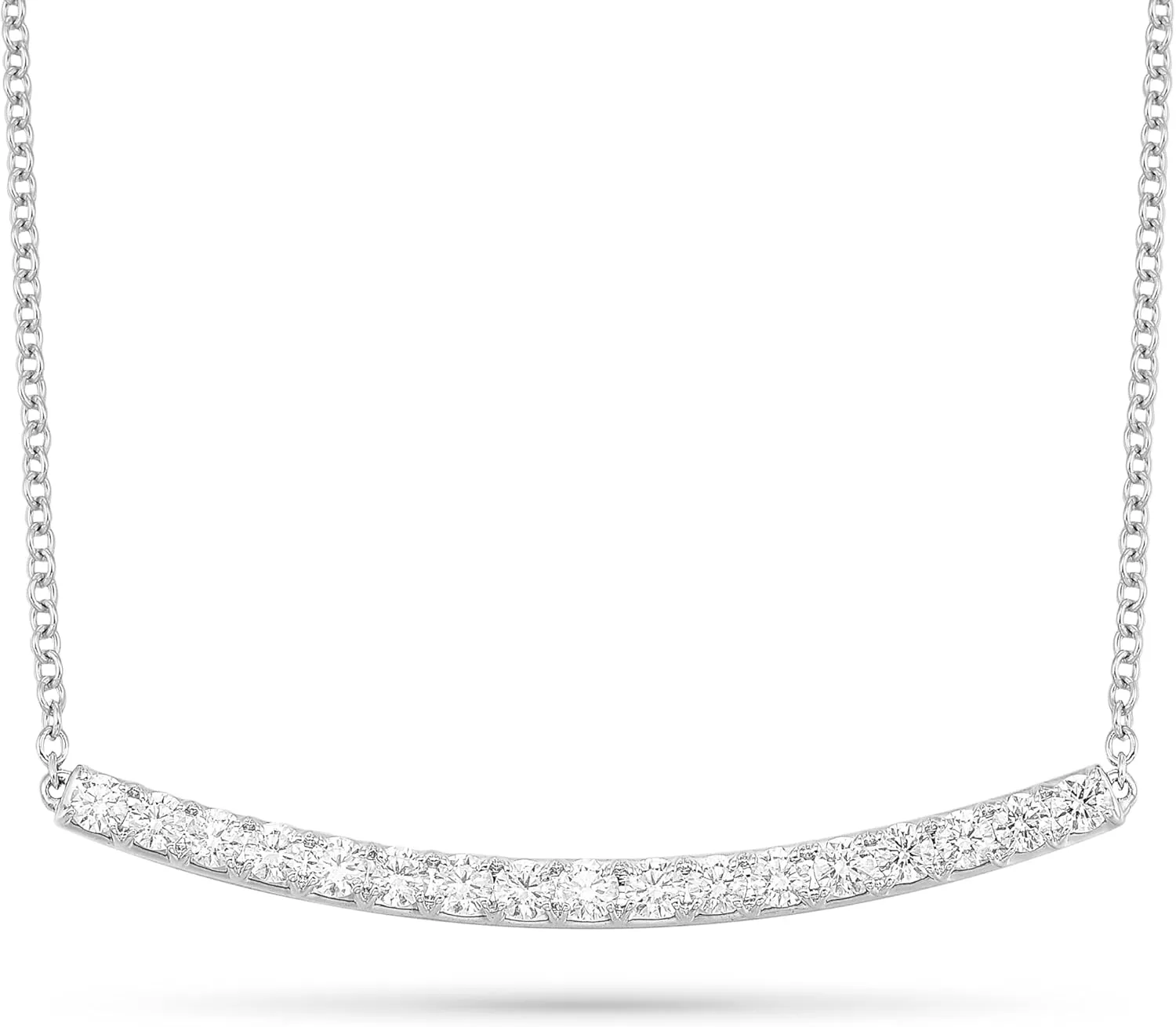 Diamond Delight 1 Carat Real Natural Diamond Curved Bar Pendant Necklace for Women - 14k White Gold Pendant for Her - 18 Inch Chain Necklace - Sleek and Modern Design (H, VS1, 1.00 cttw) Lobster Claw