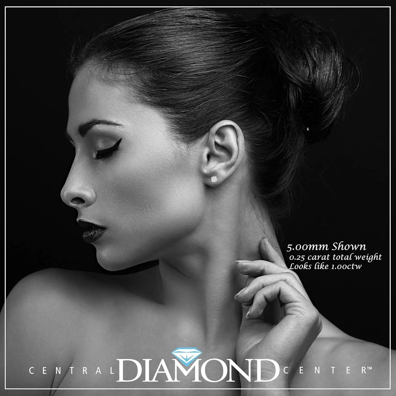 Diamond Stud Earrings CVD Lab Grown Diamonds solid 14K post & Silver basket, 7 or 9 Stone Cluster