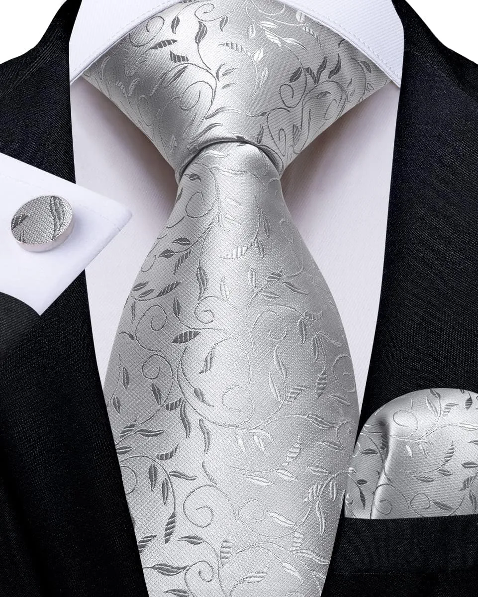 DiBanGu 4PCS Ties for Men Wedding Jacquard Woven Mens Silk Tie and Pocket Square Set Tie Accessories for Men Necktie