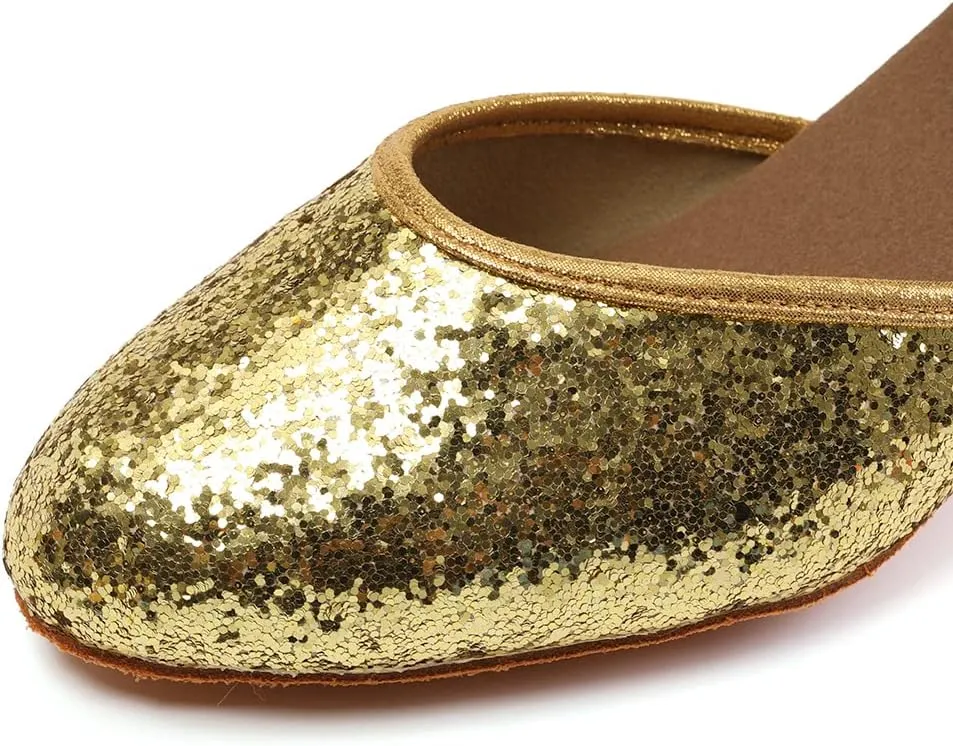 DKZSYIM Glitter Women Latin Dance Shoes Closed Toe Ballroom Tango Practice Performence Dancing Shoes,Model WX-MD