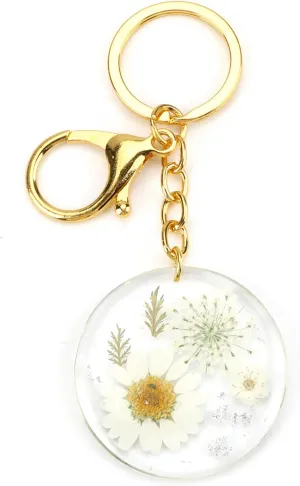 Dried Pressed Flower Keychain,Handmade Floral Resin Keychain,Flower Gifts for Mom Sister Bestie Wife Girlfriend