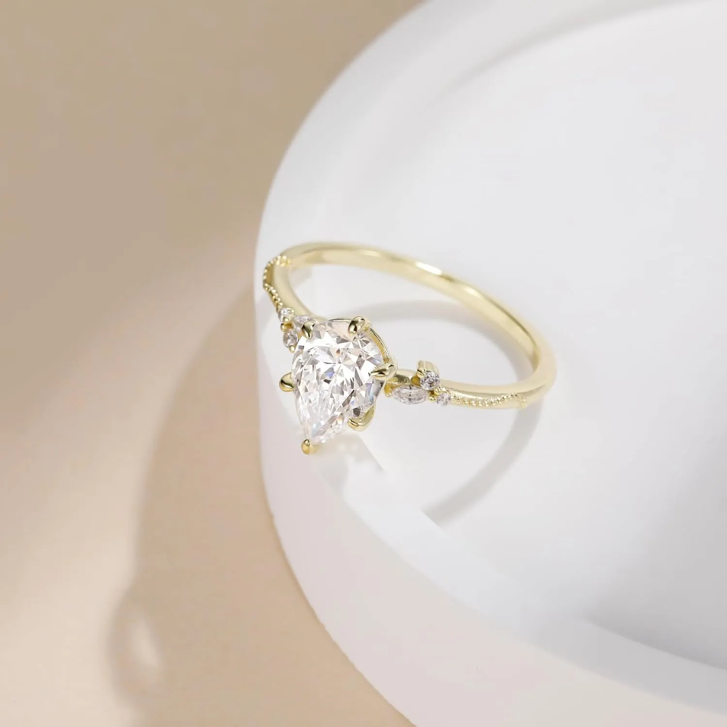EAMTI 2CT 925 Sterling Silver Engagement Rings Pear Cut Wedding Teardrop Bridal Halo Cubic Zirconia Promise Rings for Women Size 3-11