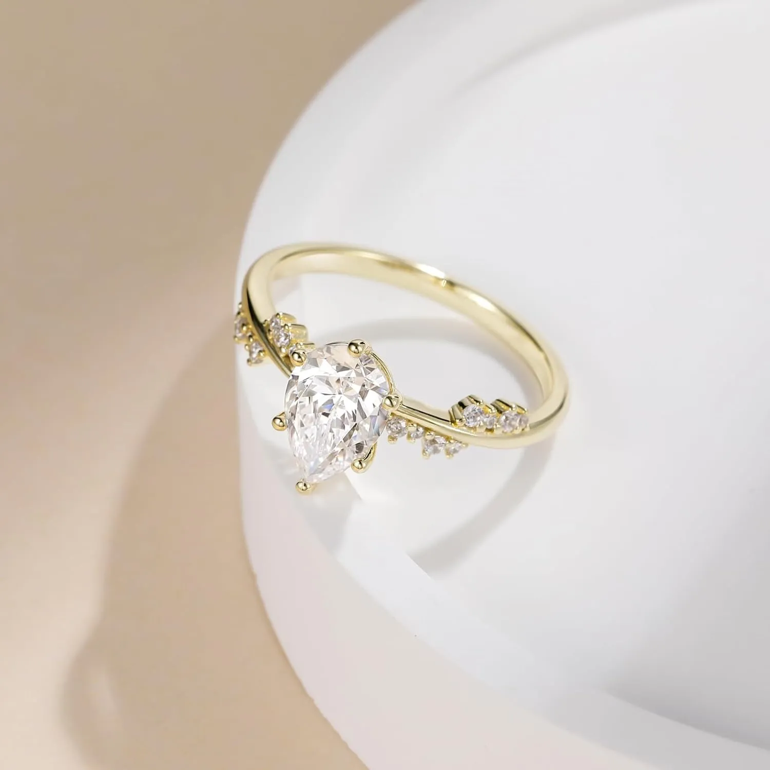 EAMTI 2CT 925 Sterling Silver Engagement Rings Teardrop Wedding Pear Cut Bridal Halo Cubic Zirconia Promise Rings for Women Size 3-11