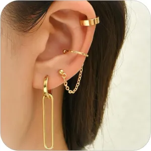 Ear Cuffs Non Piercing Cuff Earrings for Women Gold Ear Cuff with Chain Ear Clips Dainty Claw Earrings Hypoallergenic Ear Wrap Minimalist Trendy Cubic Zirconia Cuff Earrings Birthday Gifts