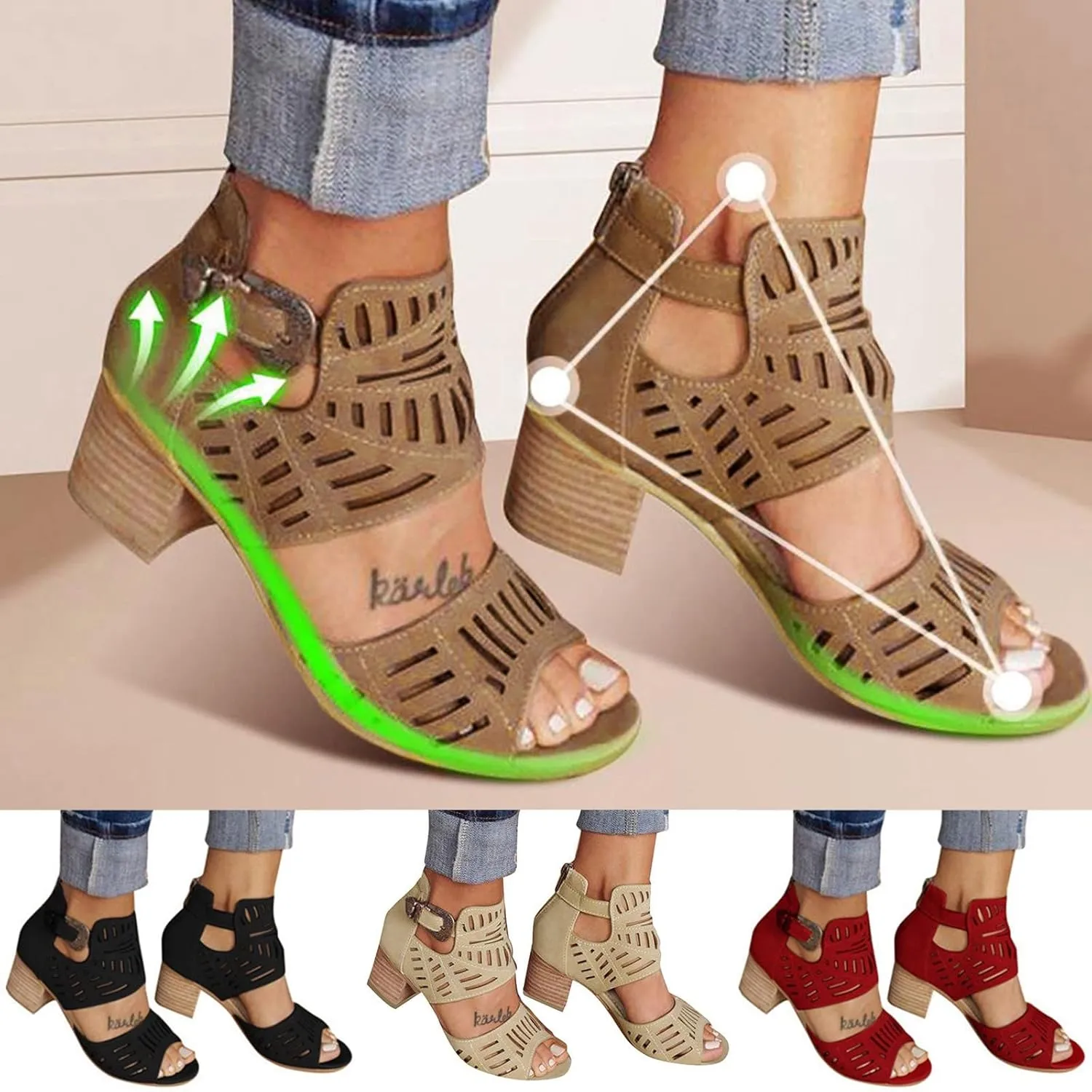 Eduavar Wedge Sandals for Women, Women Sandals Fashion 2023 Closed Toe Heel Sandals Lace Breathable Sandals Shoes