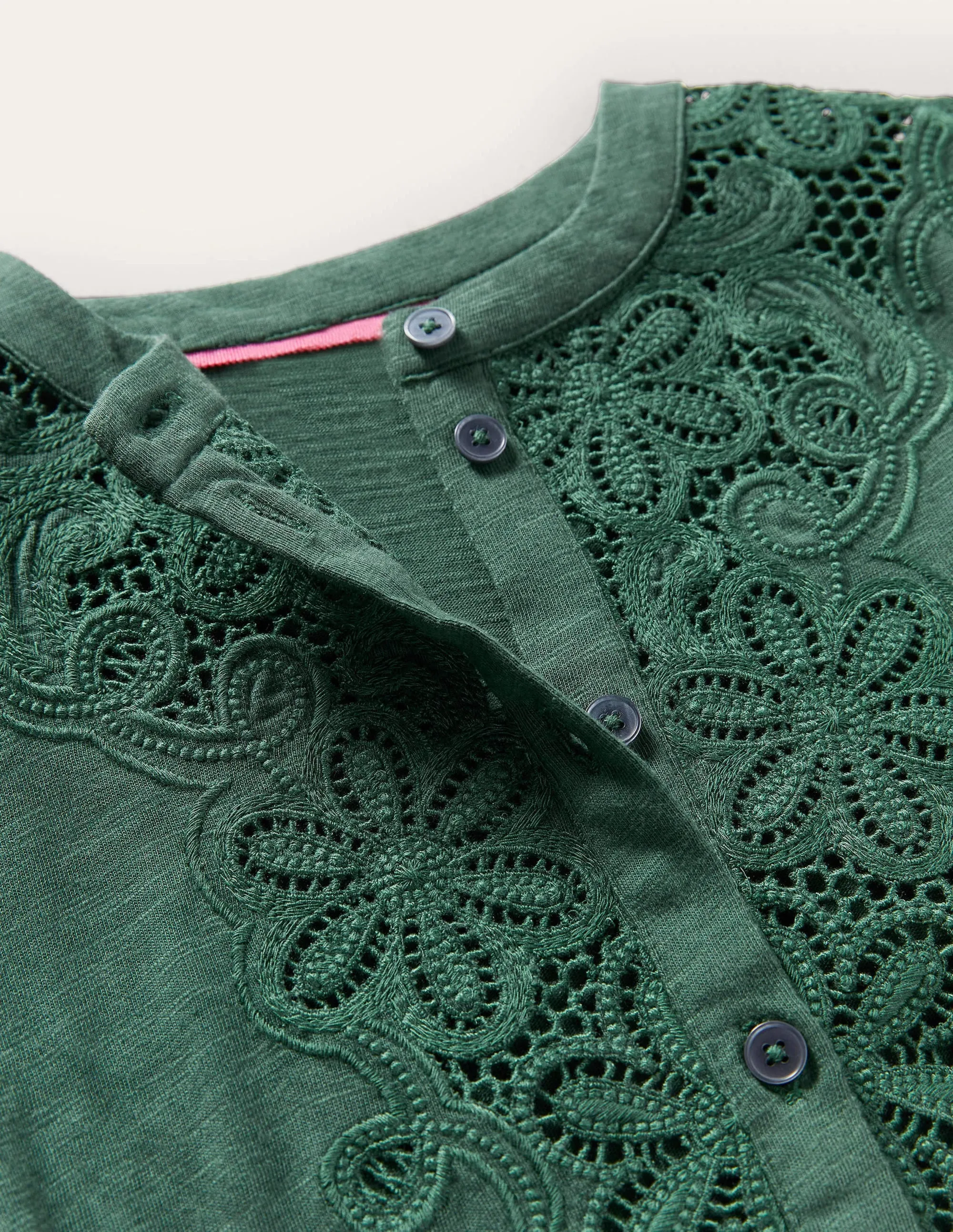 Embroidered Jersey Shirt Dress-Trekking Green