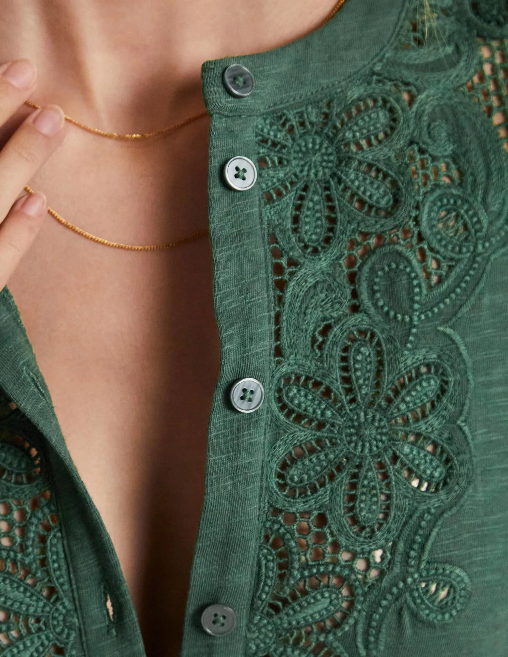 Embroidered Jersey Shirt Dress-Trekking Green