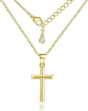 ENROSE 14K Gold Cross Necklace for Women Small Cross Necklace for Women 14K Gold Necklaces for Womens Trendy Modern Minimalist Inspiration Golden Jewelry for Womens Crosses Pendant