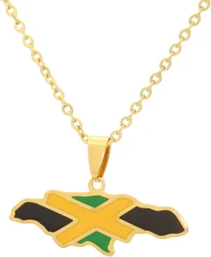 Fashion Jamaica Map Necklace Stainless Steel Jamaican Pendant Necklace