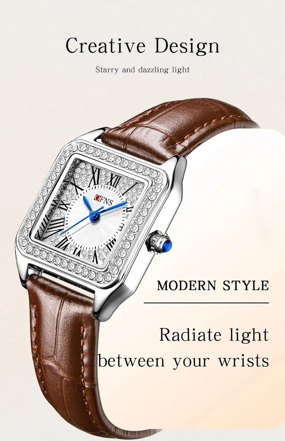 Fashion Lightweight Women's Quartz Watch Diamond Square Elegant Roman Waterproof Ladies Bracelet Watches