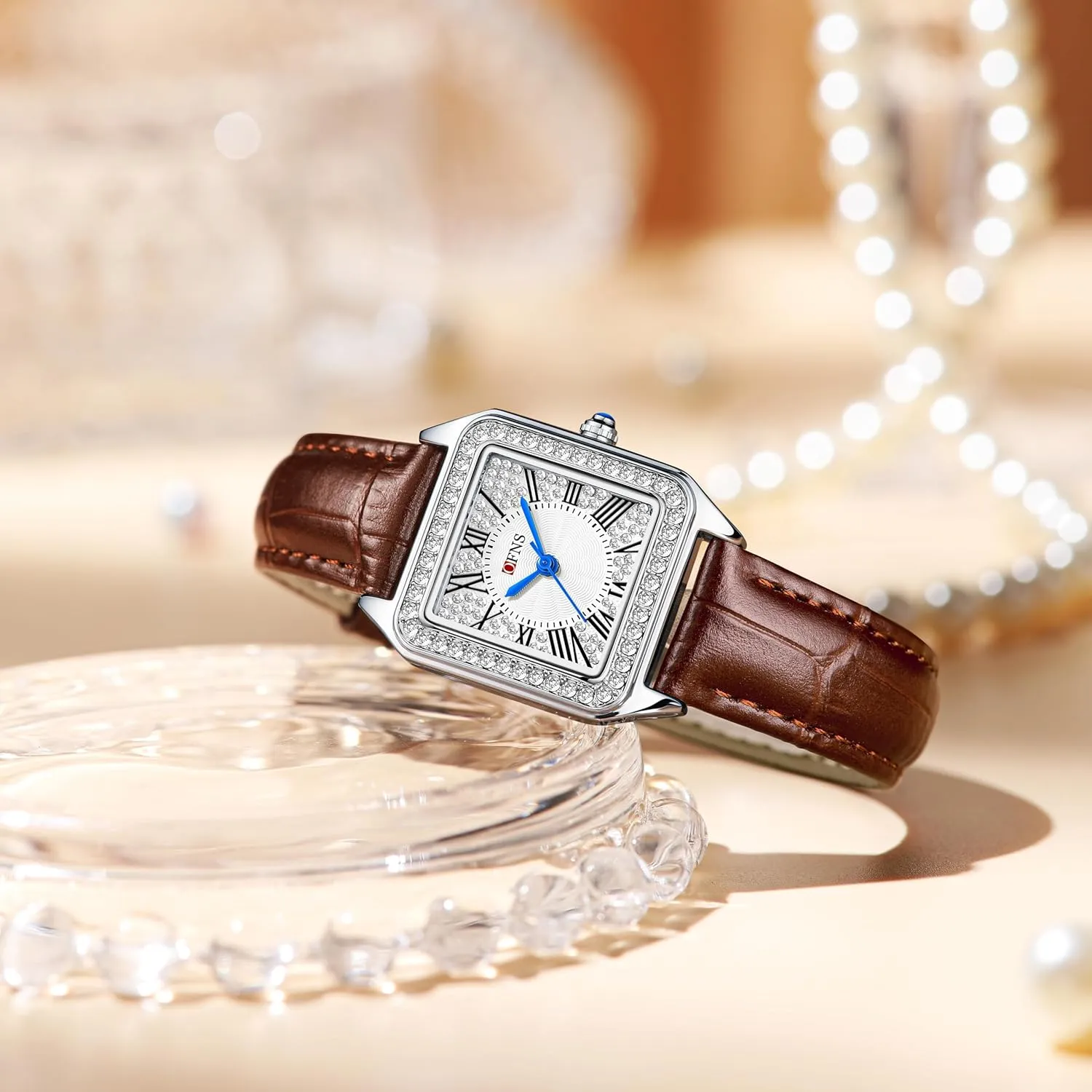 Fashion Lightweight Women's Quartz Watch Diamond Square Elegant Roman Waterproof Ladies Bracelet Watches