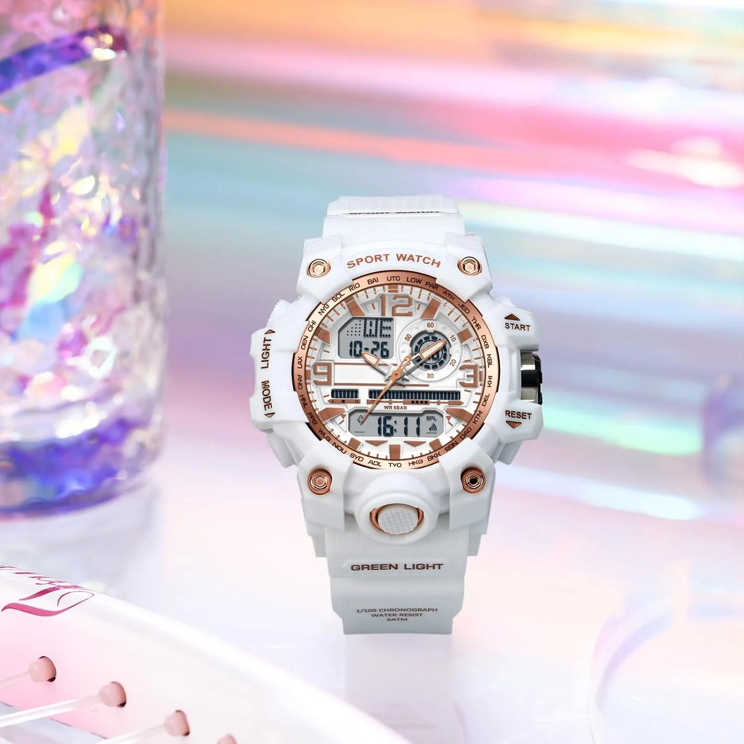 findtime Women's Sport Watch Digital Waterproof Watches Military Watches Analog Outdoor Wrist Watch LED Luminous Alarm Stopwatch Dual Time Wristwatch