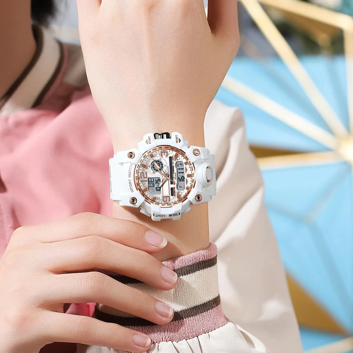 findtime Women's Sport Watch Digital Waterproof Watches Military Watches Analog Outdoor Wrist Watch LED Luminous Alarm Stopwatch Dual Time Wristwatch