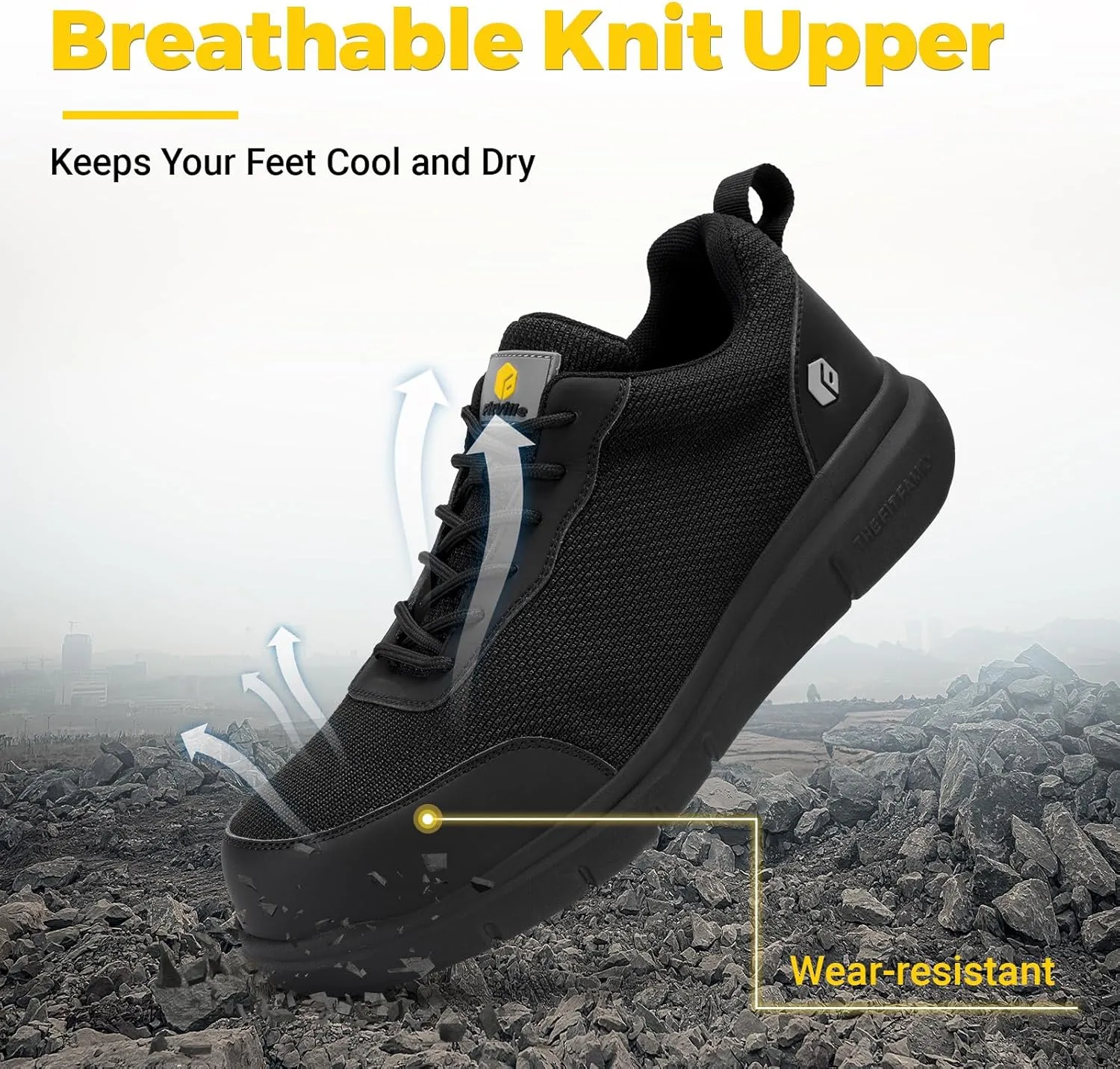 FitVille Steel Toe Shoes for Men Extra Wide Composite Toe Work Shoes for Men Puncture Proof