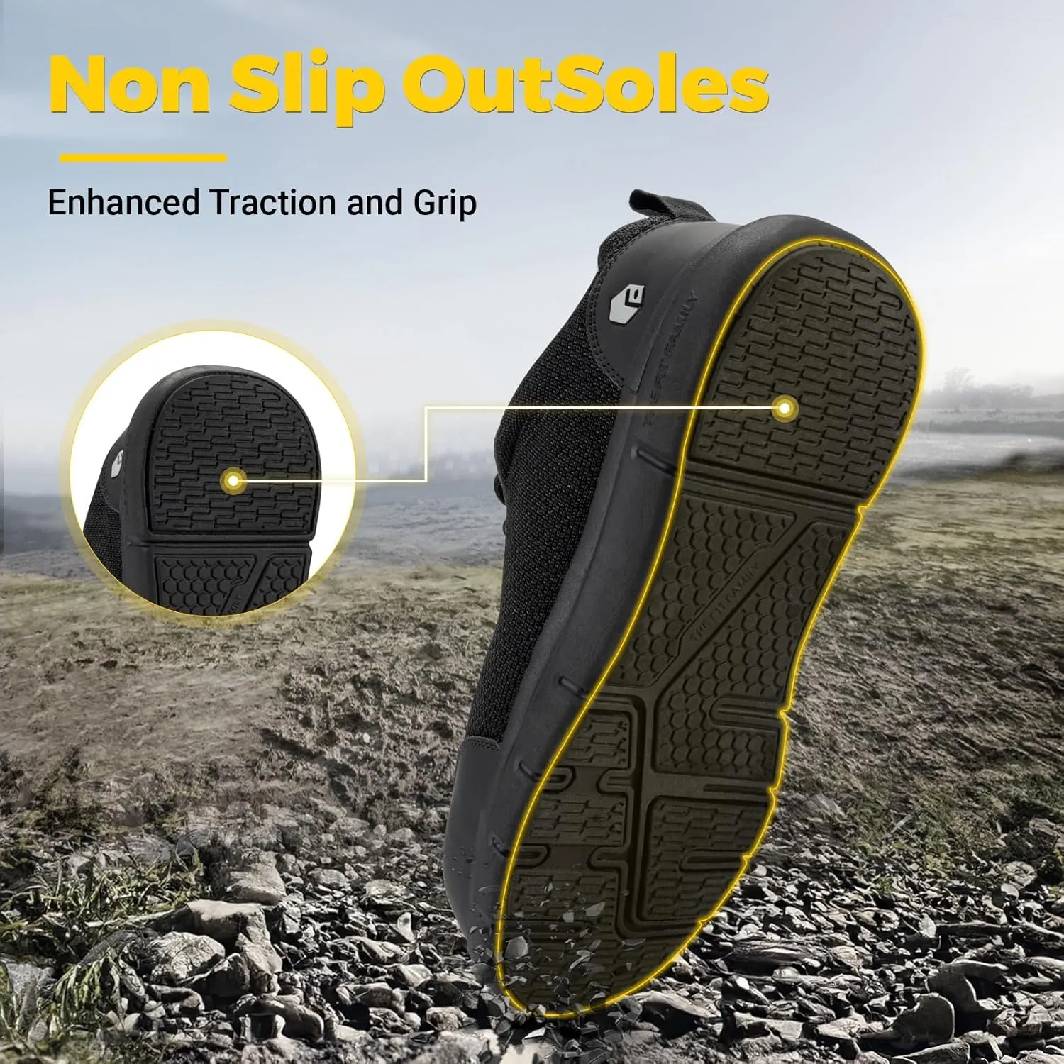 FitVille Steel Toe Shoes for Men Extra Wide Composite Toe Work Shoes for Men Puncture Proof