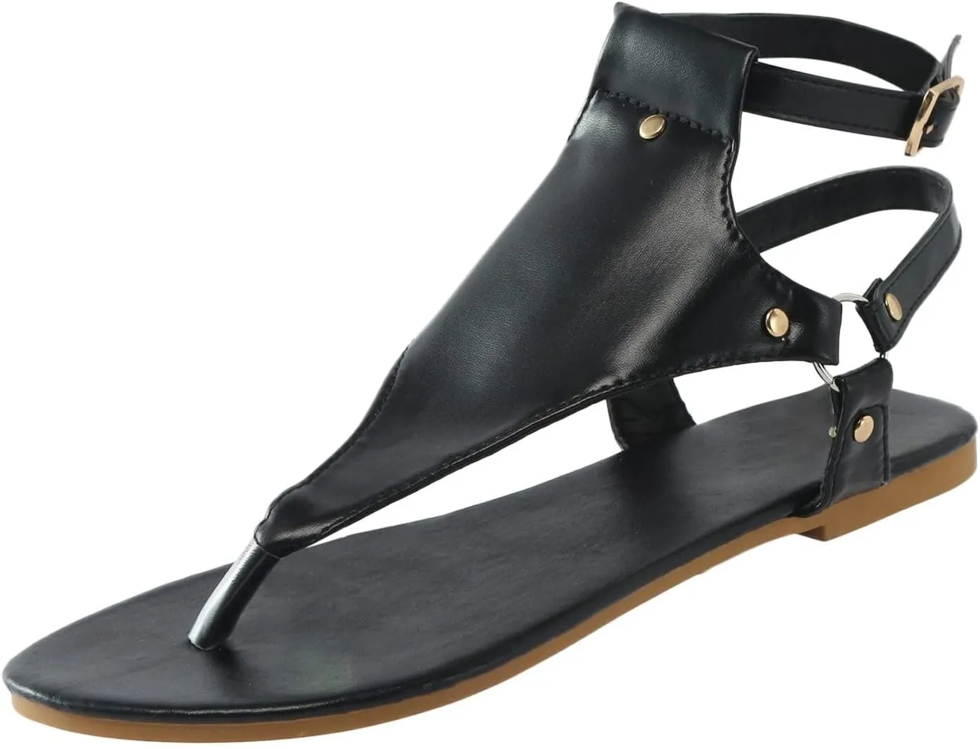 Flat Sandals for Women Roman Slide Slippers Comfortable Ankle Strap T-Strap Flip Flops Beach Outdoor Gladiator Shoes