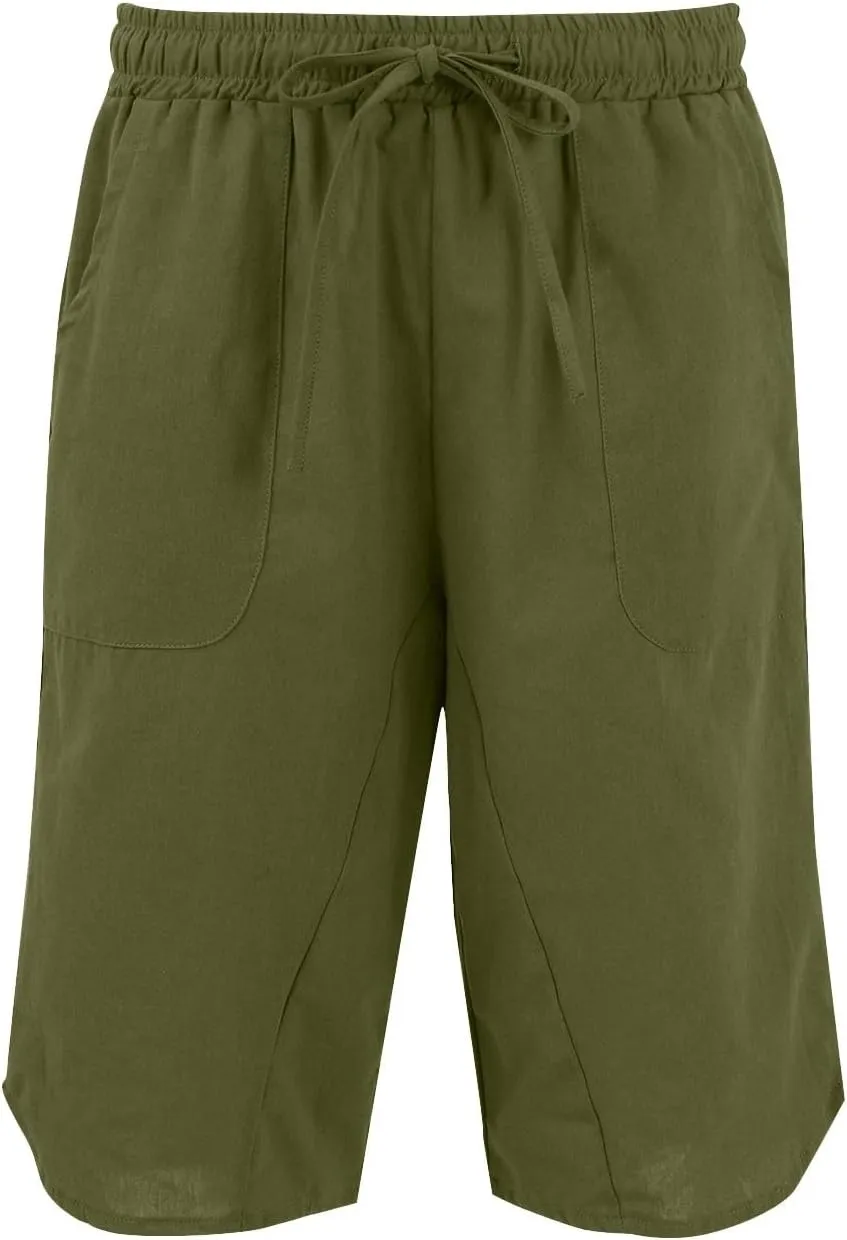 FlekmanArt Womens Capris for Summer Cotton Linen Pants Casual 2025 Loose Comfy Elastic Waist Cropped Trouser Beach Clothes