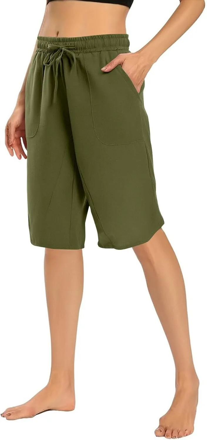 FlekmanArt Womens Capris for Summer Cotton Linen Pants Casual 2025 Loose Comfy Elastic Waist Cropped Trouser Beach Clothes