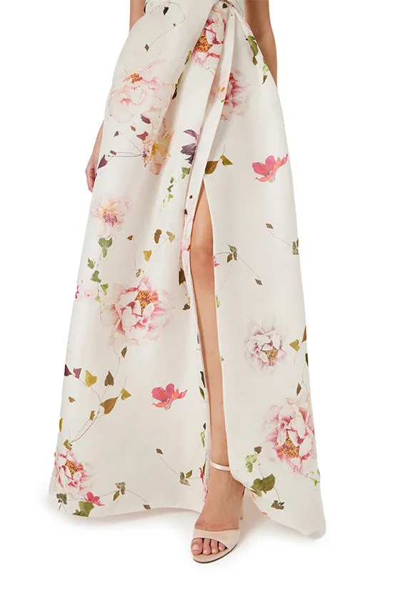 Floral Gazar Strapless Gown