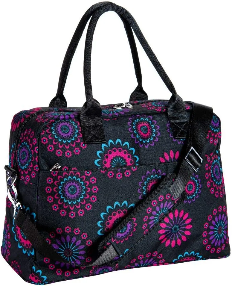 Floral Overnight Bag for Women (Purple Circle) Medium