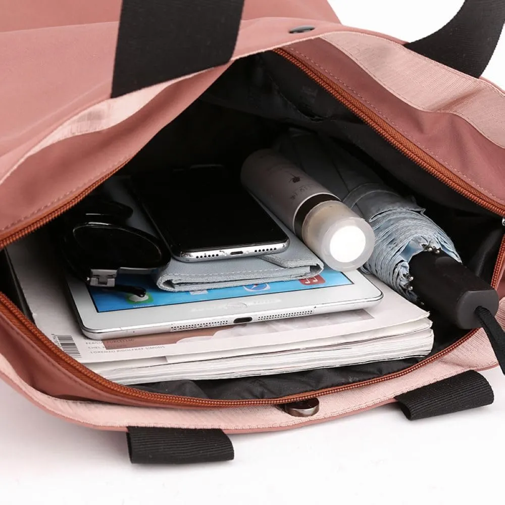 Foldable Tote Bag With Zipper, Large Purses for Women Shoulder Bag,Top Handle Satchel Handbag for Travel Work S-1099