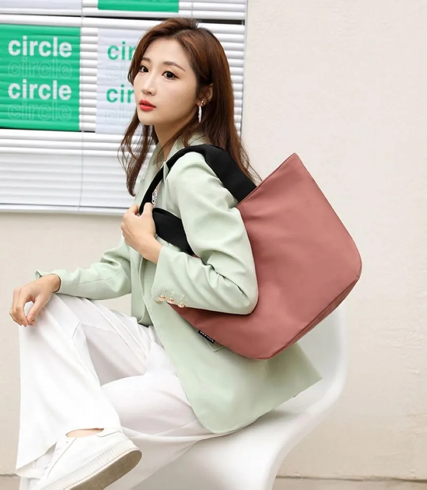 Foldable Tote Bag With Zipper, Large Purses for Women Shoulder Bag,Top Handle Satchel Handbag for Travel Work S-1099