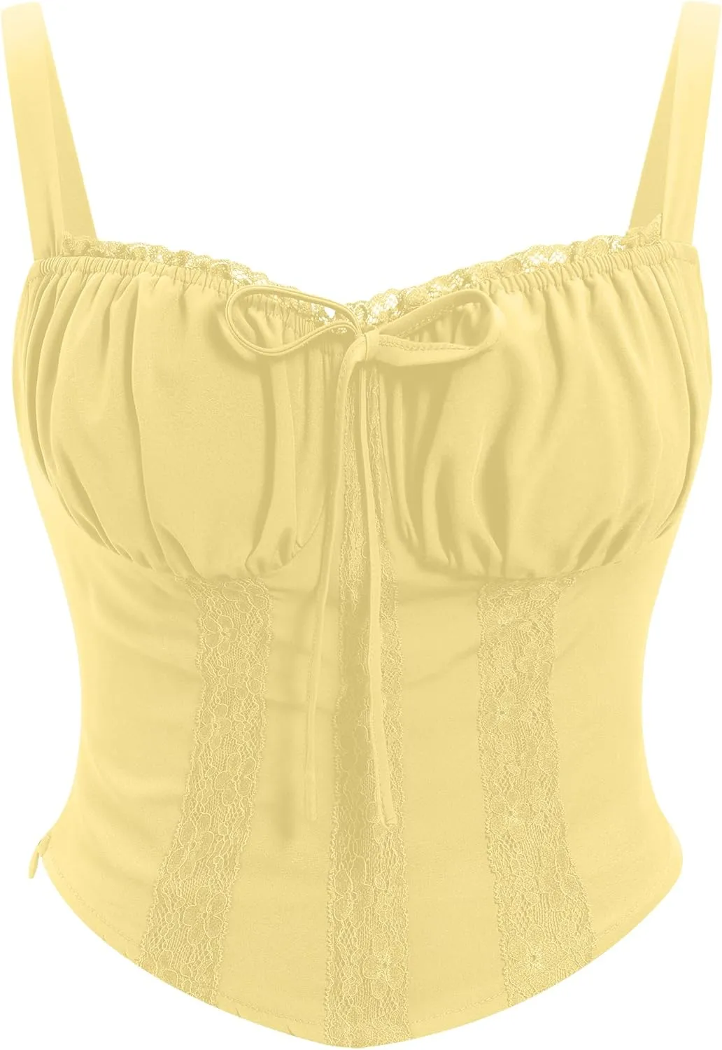 FYMNSI Women Corset Lace Up Cami Crop Top Sexy Slim Bodyshaper Bustier Tees Shirt Blouse Spaghetti Strap Backless Summer Tops